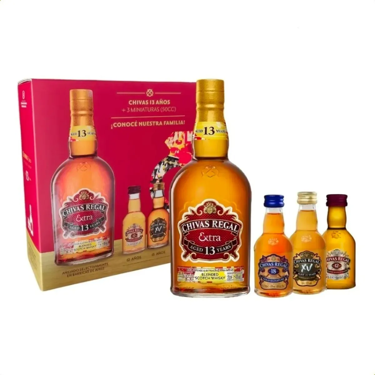 ESTUCHE CHIVAS 13 AÑOS + 3 MINIATURAS